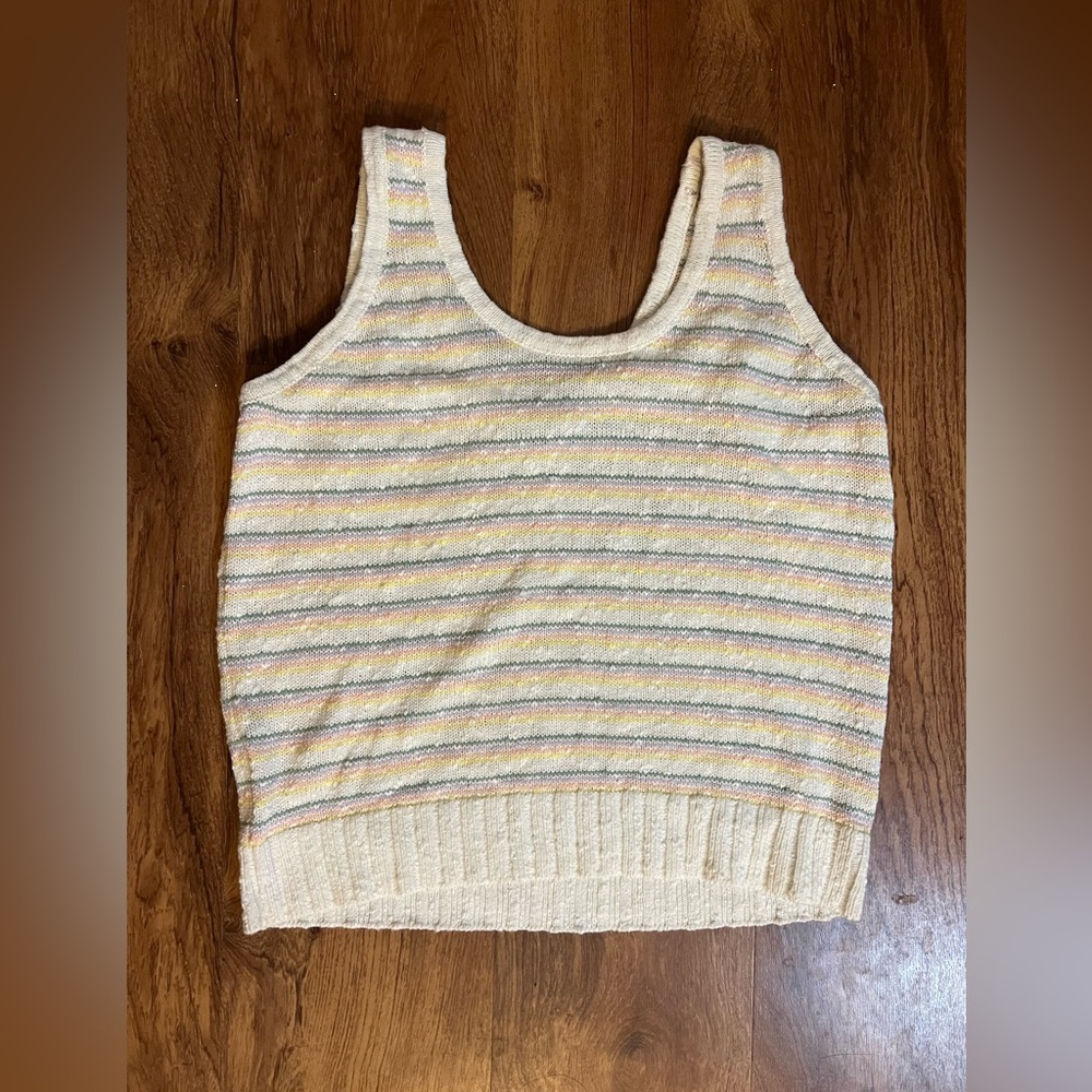 Loft cream and pastel colored striped knit/sweater tank top. Womens petite small